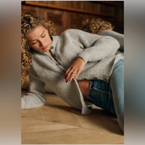 Sezane Othello Cardigan Gris Chiné Perle S - Picture 2 of 8